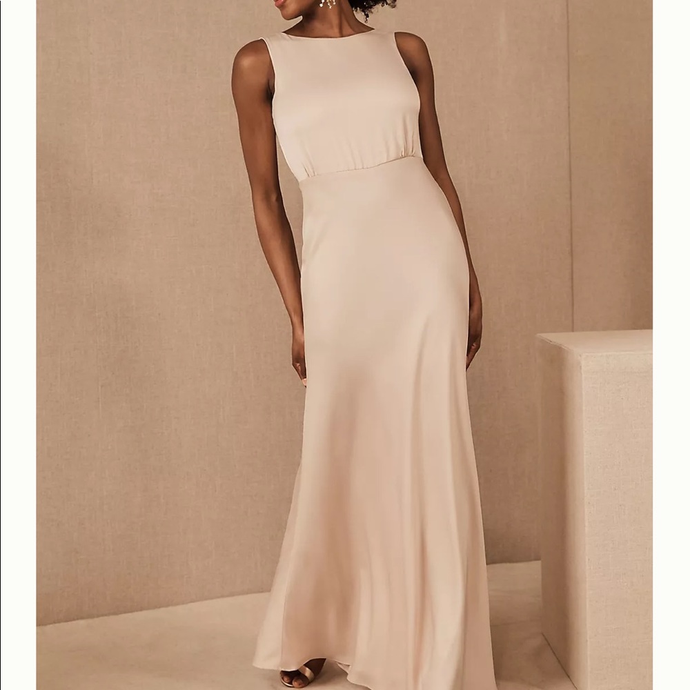 BHLDN Beckett satin bridesmaid dress Oyster